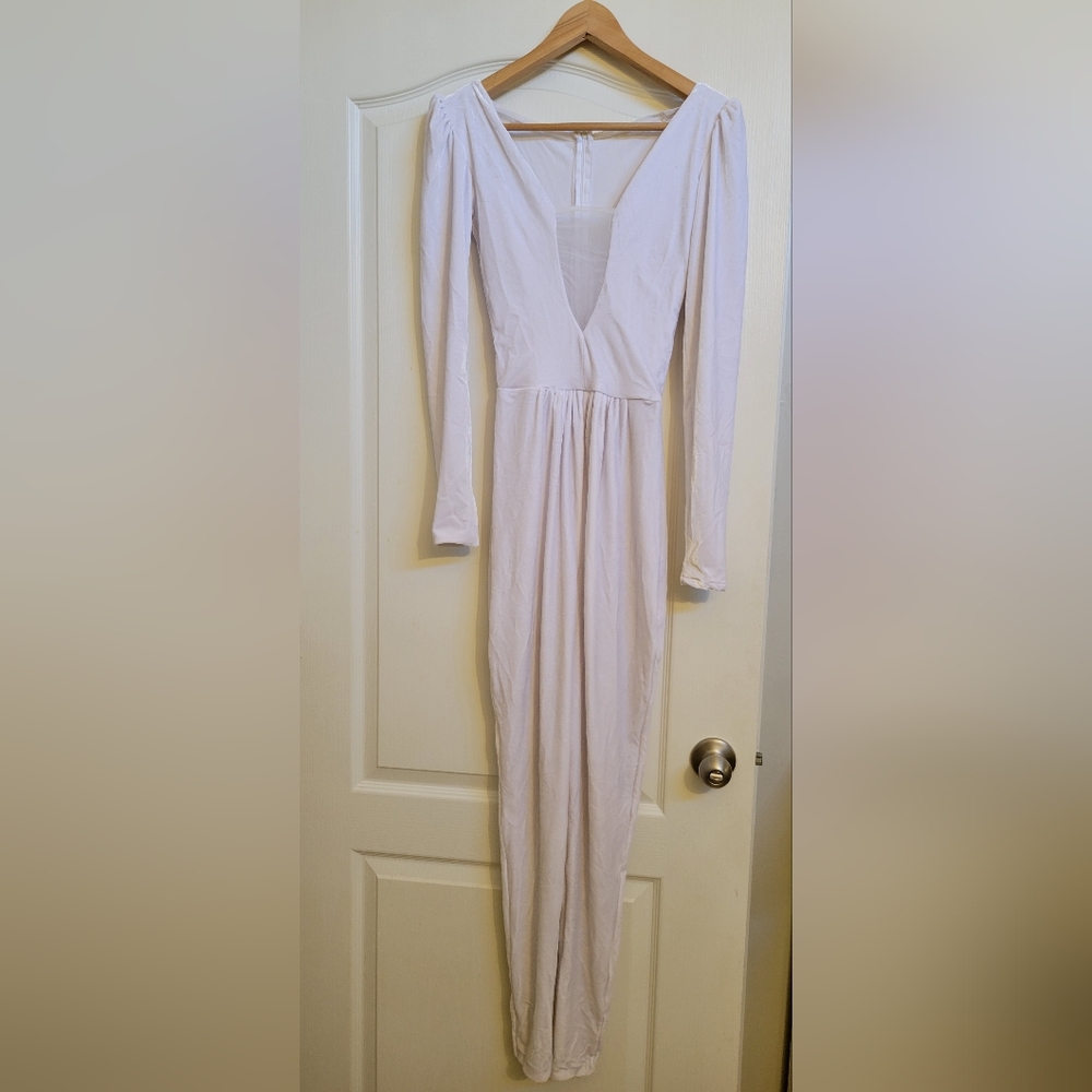 Custom made white velour jumpsuit
